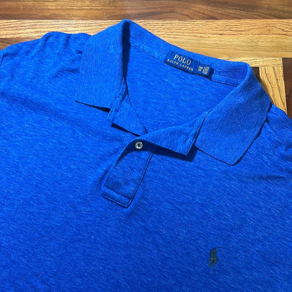 Polo by Ralph Lauren mens 2XB Big blue soft touch polo pique shirt EUC